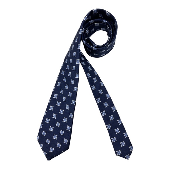 🆕JOS. A. BANK. Blue Geometric Silk DESIGNER Tie - Picture 1 of 4